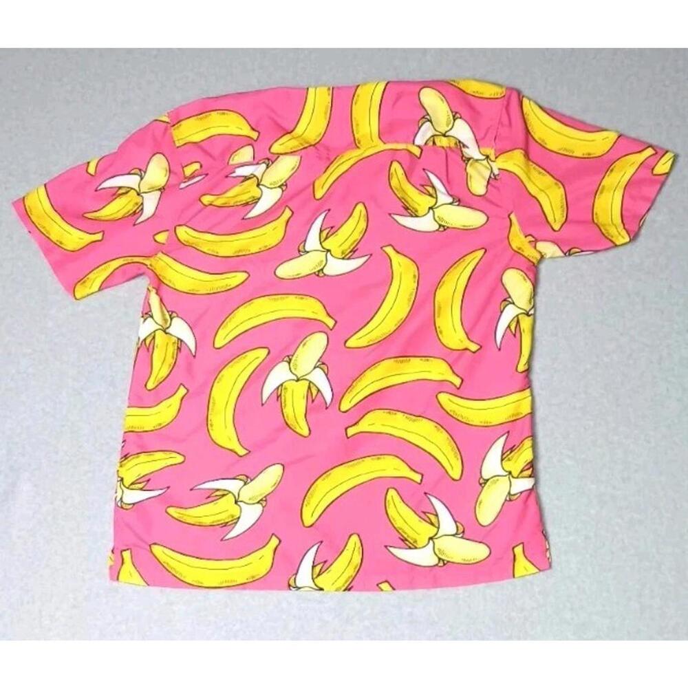 Uzzi Amphibious Gear Button Up Shirt Short Sleeve Mens Size Small Pink Bananas - Picture 11 of 11